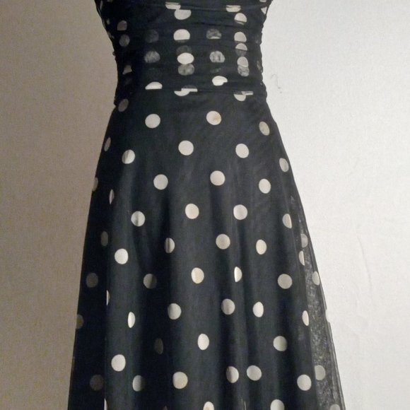 BCBGMAXAZRIA - SUNDRESS - POLKA DOT - BLACK/WHITE - SIZE 2 (EUC) - Picture 1 of 1